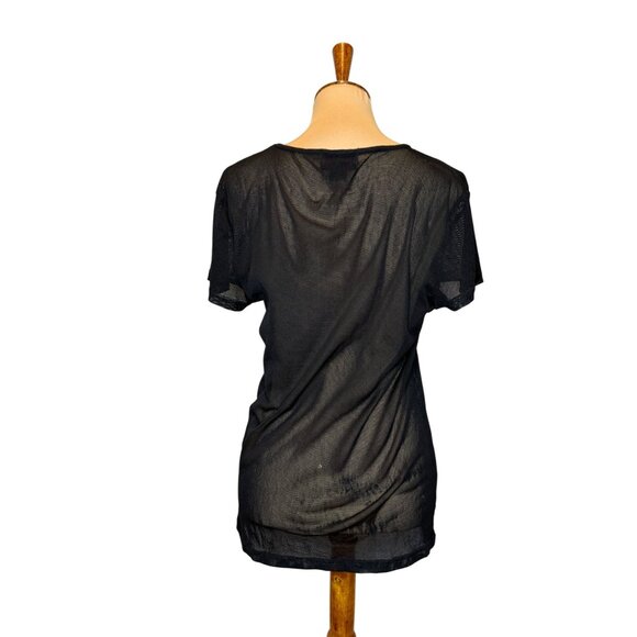 TRIPP NYC Sheer Black Mesh Short Sleeve Top M - Picture 3 of 6